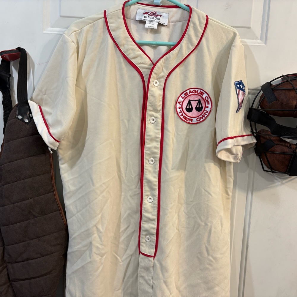 Cream Baseball Jersey with Red Trim